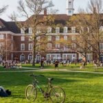 College students on university campus